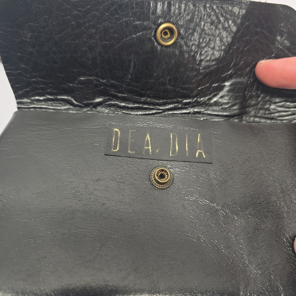 Dea Dia Black Leather XSmall Crossbody Bag Wallet Pouch Brass Hardware - Picture 3 of 6